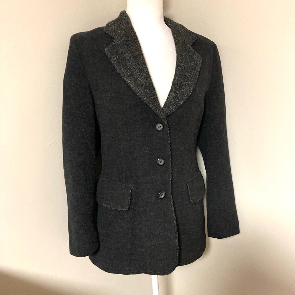 Vintage Grey Boucle Blazer Leesook Jin Boutique Korean Designer